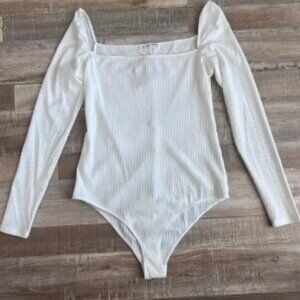 Reformation Gaia Bodysuit - White Rib - Size XL - NWT